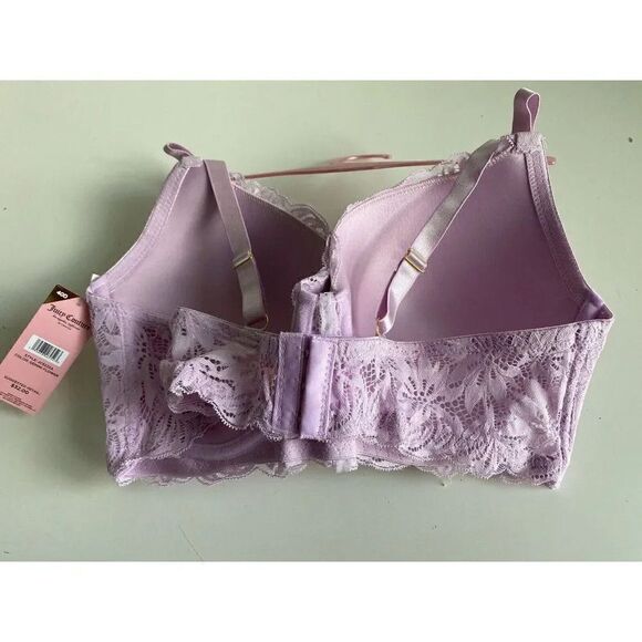 Juicy Couture Sexy T-Shirt Bra Glam Lace Sz 40D Gemini Flower Underwire JC6222A - Picture 6 of 8